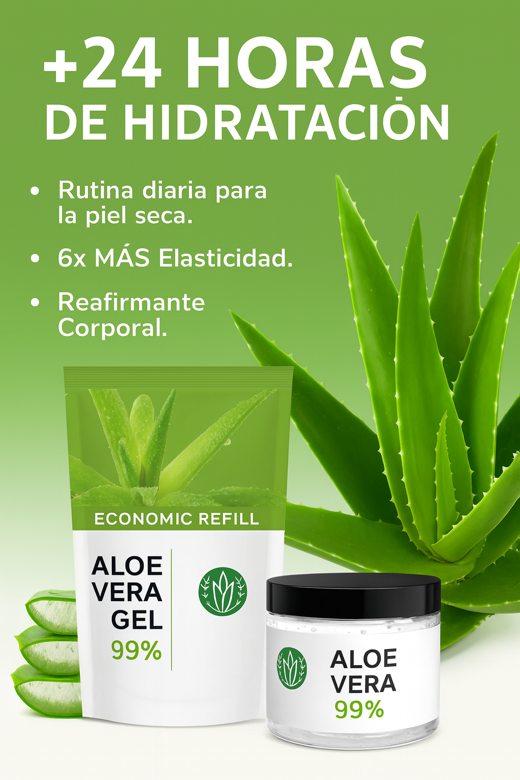 Gel de Aloe Vera Puro 100% Natural 1000 ml – Hidratante, After Sun, Post Depilación, After Shave y Acondicionador