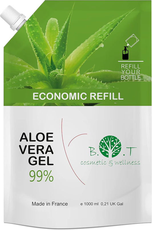Gel de Aloe Vera Puro 100% Natural 1000 ml – Hidratante, After Sun, Post Depilación, After Shave y Acondicionador